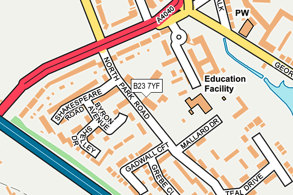 B23 7YF map - OS OpenMap – Local (Ordnance Survey)
