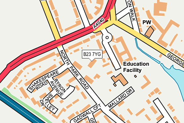 B23 7YG map - OS OpenMap – Local (Ordnance Survey)
