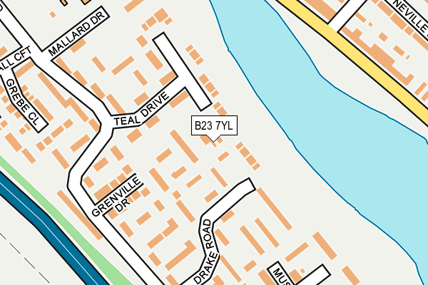 B23 7YL map - OS OpenMap – Local (Ordnance Survey)