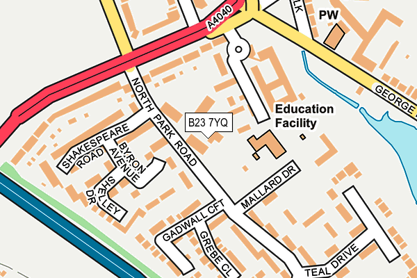 B23 7YQ map - OS OpenMap – Local (Ordnance Survey)