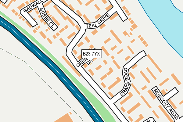 B23 7YX map - OS OpenMap – Local (Ordnance Survey)