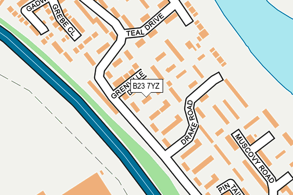 B23 7YZ map - OS OpenMap – Local (Ordnance Survey)