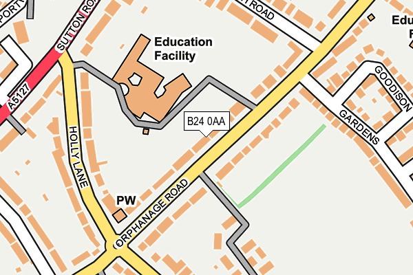 B24 0AA map - OS OpenMap – Local (Ordnance Survey)