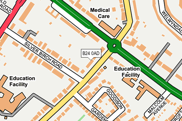 B24 0AD map - OS OpenMap – Local (Ordnance Survey)