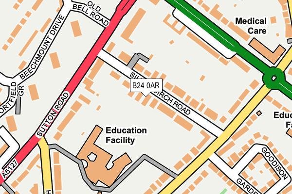 B24 0AR map - OS OpenMap – Local (Ordnance Survey)