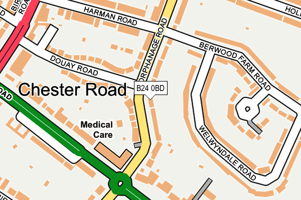 B24 0BD map - OS OpenMap – Local (Ordnance Survey)