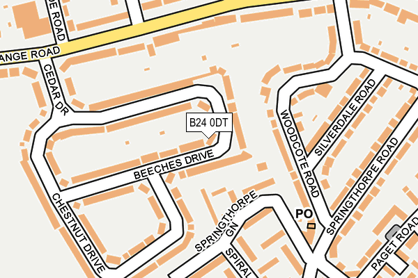 B24 0DT map - OS OpenMap – Local (Ordnance Survey)