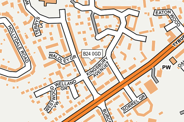 B24 0GD map - OS OpenMap – Local (Ordnance Survey)