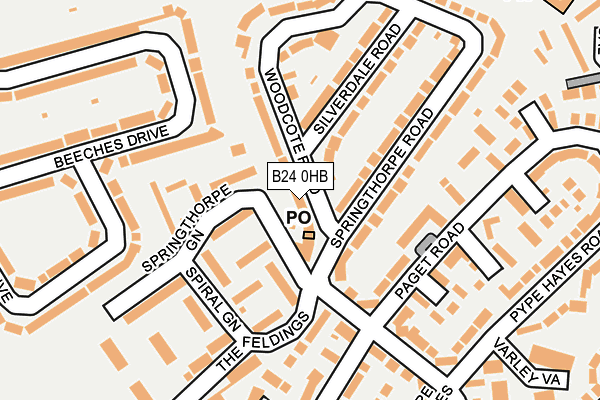 B24 0HB map - OS OpenMap – Local (Ordnance Survey)