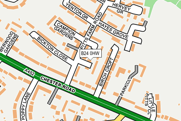 B24 0HW map - OS OpenMap – Local (Ordnance Survey)