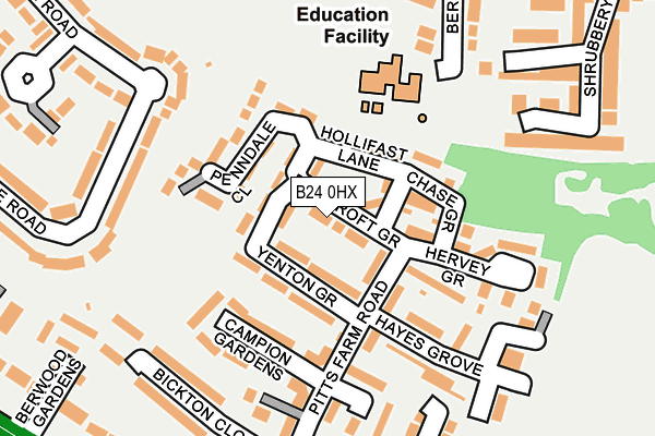 B24 0HX map - OS OpenMap – Local (Ordnance Survey)