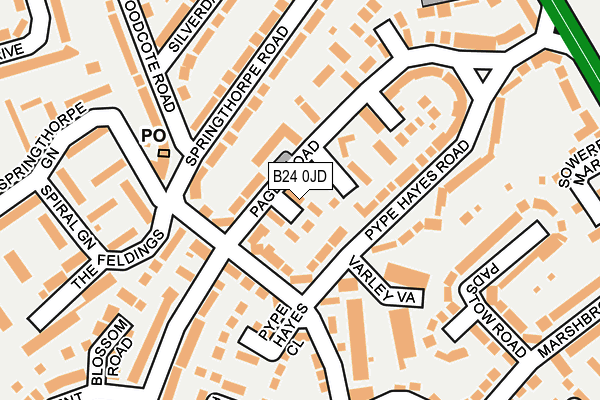 B24 0JD map - OS OpenMap – Local (Ordnance Survey)