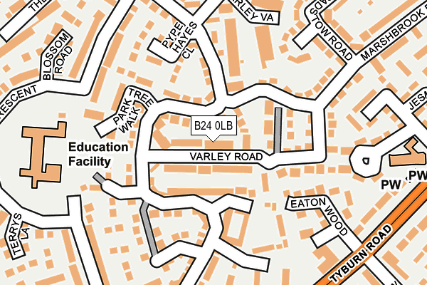 B24 0LB map - OS OpenMap – Local (Ordnance Survey)