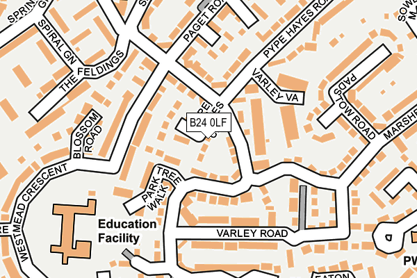 B24 0LF map - OS OpenMap – Local (Ordnance Survey)