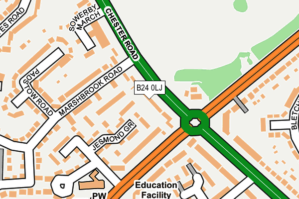 B24 0LJ map - OS OpenMap – Local (Ordnance Survey)