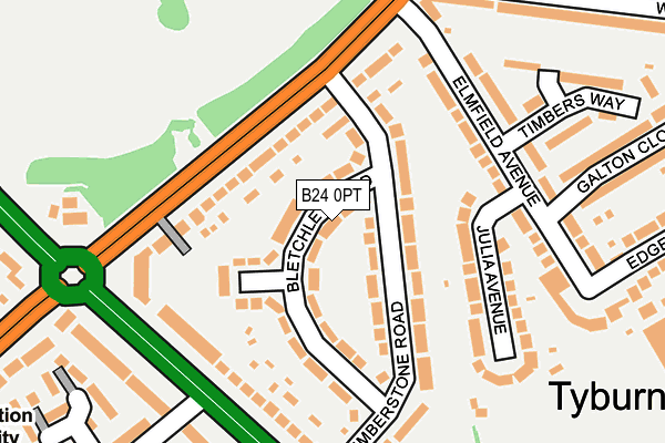 B24 0PT map - OS OpenMap – Local (Ordnance Survey)