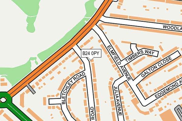 B24 0PY map - OS OpenMap – Local (Ordnance Survey)