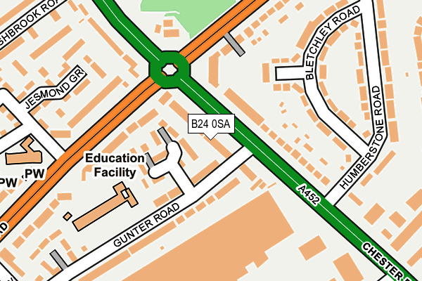 B24 0SA map - OS OpenMap – Local (Ordnance Survey)