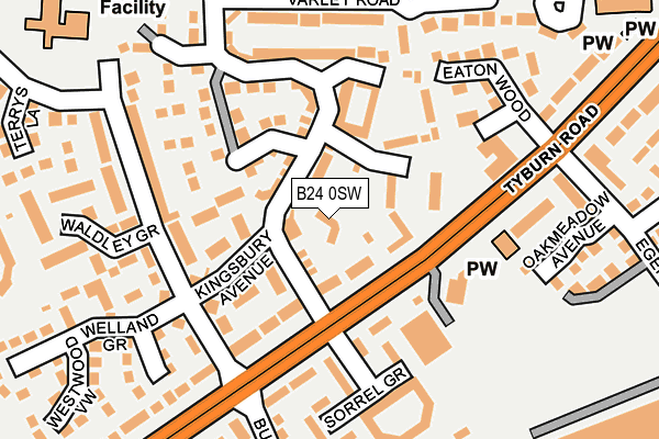 B24 0SW map - OS OpenMap – Local (Ordnance Survey)