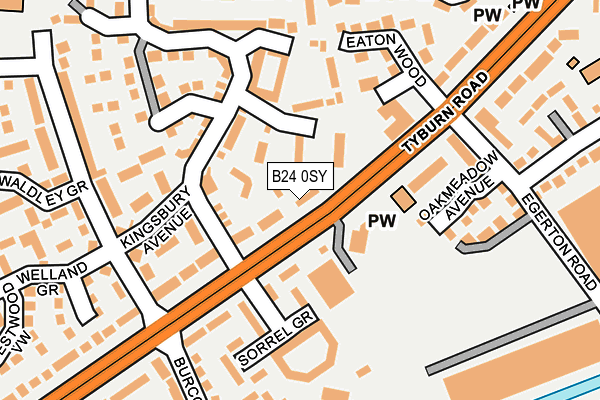 B24 0SY map - OS OpenMap – Local (Ordnance Survey)