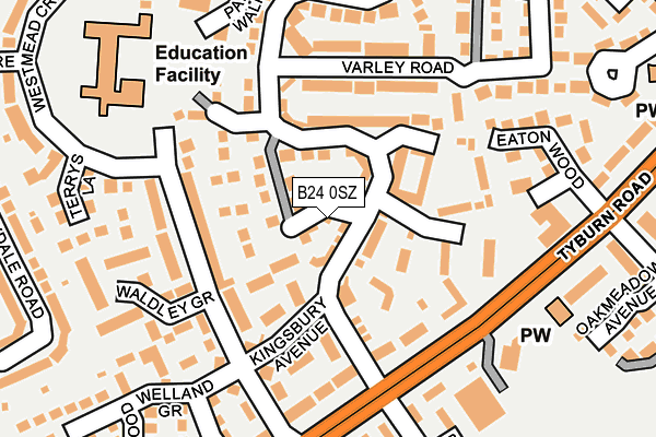 B24 0SZ map - OS OpenMap – Local (Ordnance Survey)