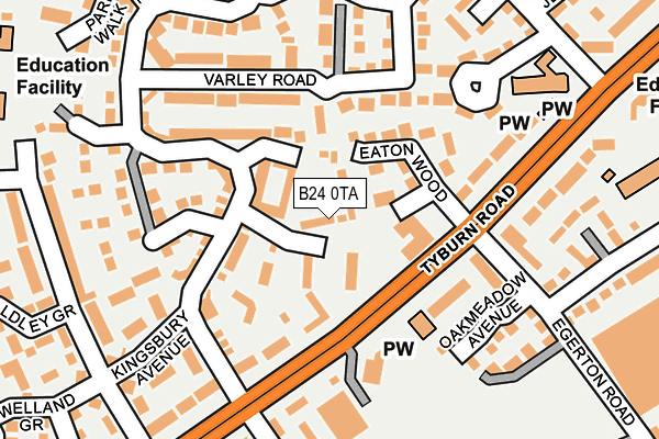 B24 0TA map - OS OpenMap – Local (Ordnance Survey)