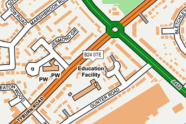 B24 0TE map - OS OpenMap – Local (Ordnance Survey)