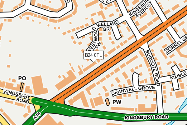 B24 0TL map - OS OpenMap – Local (Ordnance Survey)