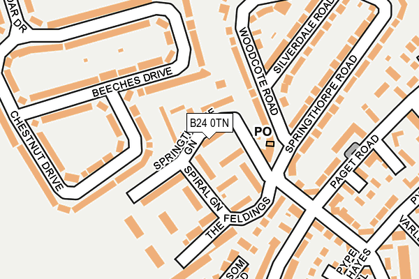 B24 0TN map - OS OpenMap – Local (Ordnance Survey)