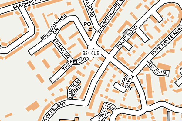 B24 0UB map - OS OpenMap – Local (Ordnance Survey)