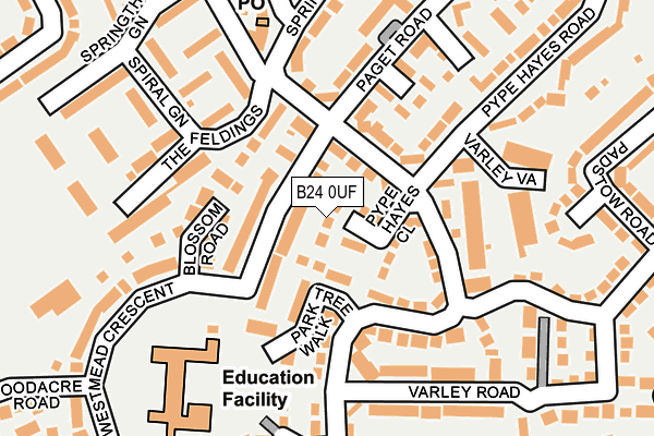 B24 0UF map - OS OpenMap – Local (Ordnance Survey)