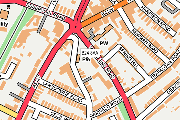 B24 8AA map - OS OpenMap – Local (Ordnance Survey)