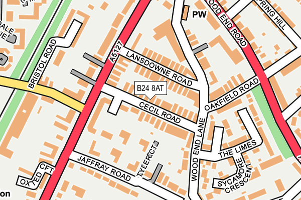 B24 8AT map - OS OpenMap – Local (Ordnance Survey)