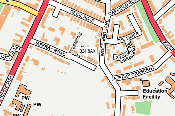 B24 8AX map - OS OpenMap – Local (Ordnance Survey)