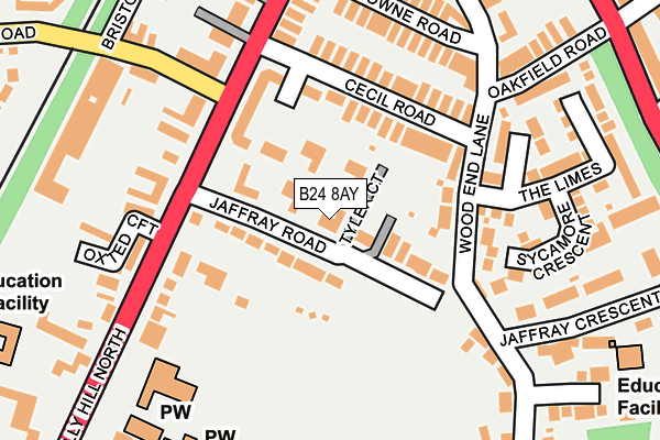 B24 8AY map - OS OpenMap – Local (Ordnance Survey)