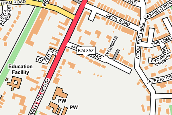 B24 8AZ map - OS OpenMap – Local (Ordnance Survey)