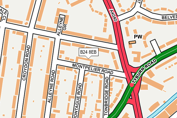 B24 8EB map - OS OpenMap – Local (Ordnance Survey)