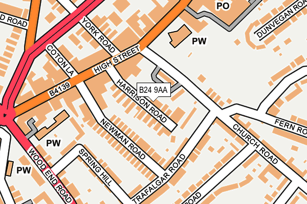B24 9AA map - OS OpenMap – Local (Ordnance Survey)