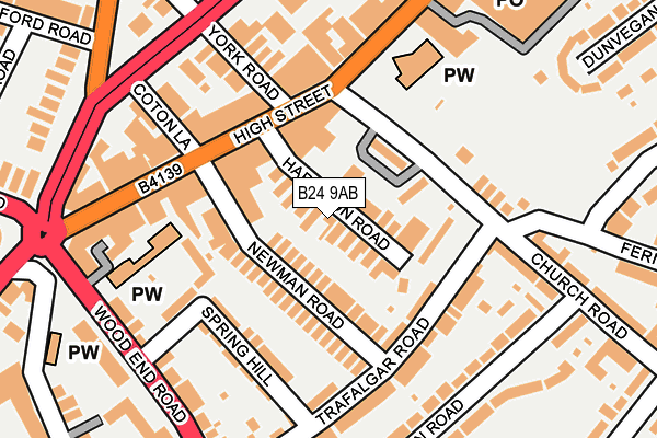 B24 9AB map - OS OpenMap – Local (Ordnance Survey)