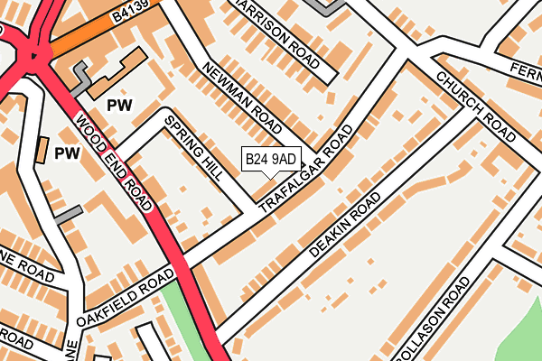 B24 9AD map - OS OpenMap – Local (Ordnance Survey)