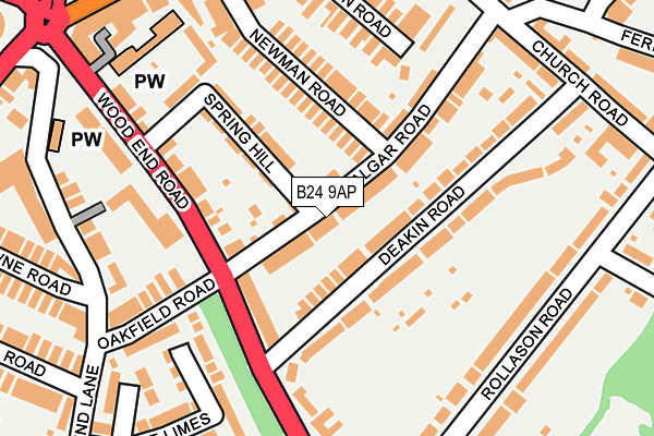 B24 9AP map - OS OpenMap – Local (Ordnance Survey)