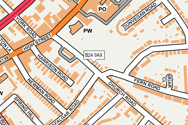 B24 9AX map - OS OpenMap – Local (Ordnance Survey)