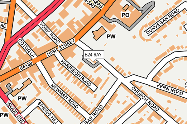 B24 9AY map - OS OpenMap – Local (Ordnance Survey)