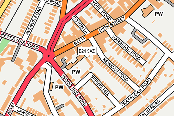 B24 9AZ map - OS OpenMap – Local (Ordnance Survey)