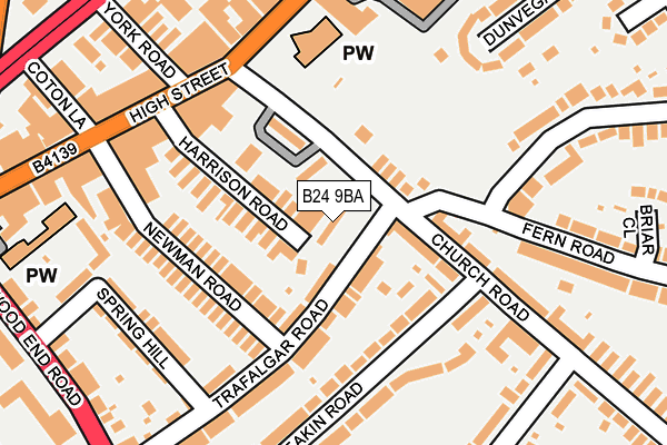 B24 9BA map - OS OpenMap – Local (Ordnance Survey)