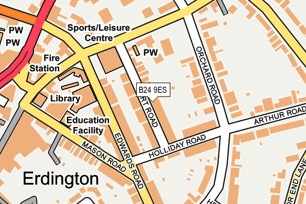 B24 9ES map - OS OpenMap – Local (Ordnance Survey)