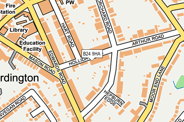 B24 9HA map - OS OpenMap – Local (Ordnance Survey)