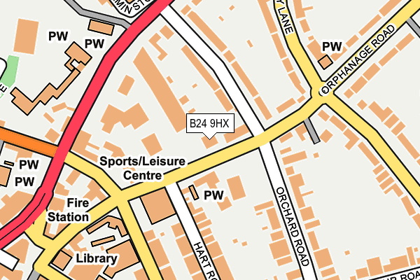 B24 9HX map - OS OpenMap – Local (Ordnance Survey)