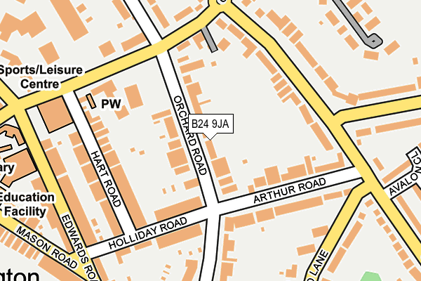 B24 9JA map - OS OpenMap – Local (Ordnance Survey)