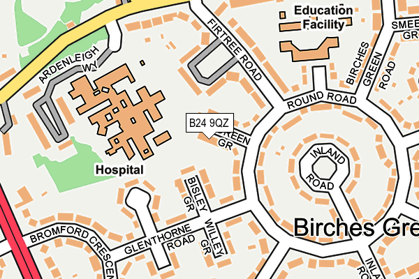 B24 9QZ map - OS OpenMap – Local (Ordnance Survey)